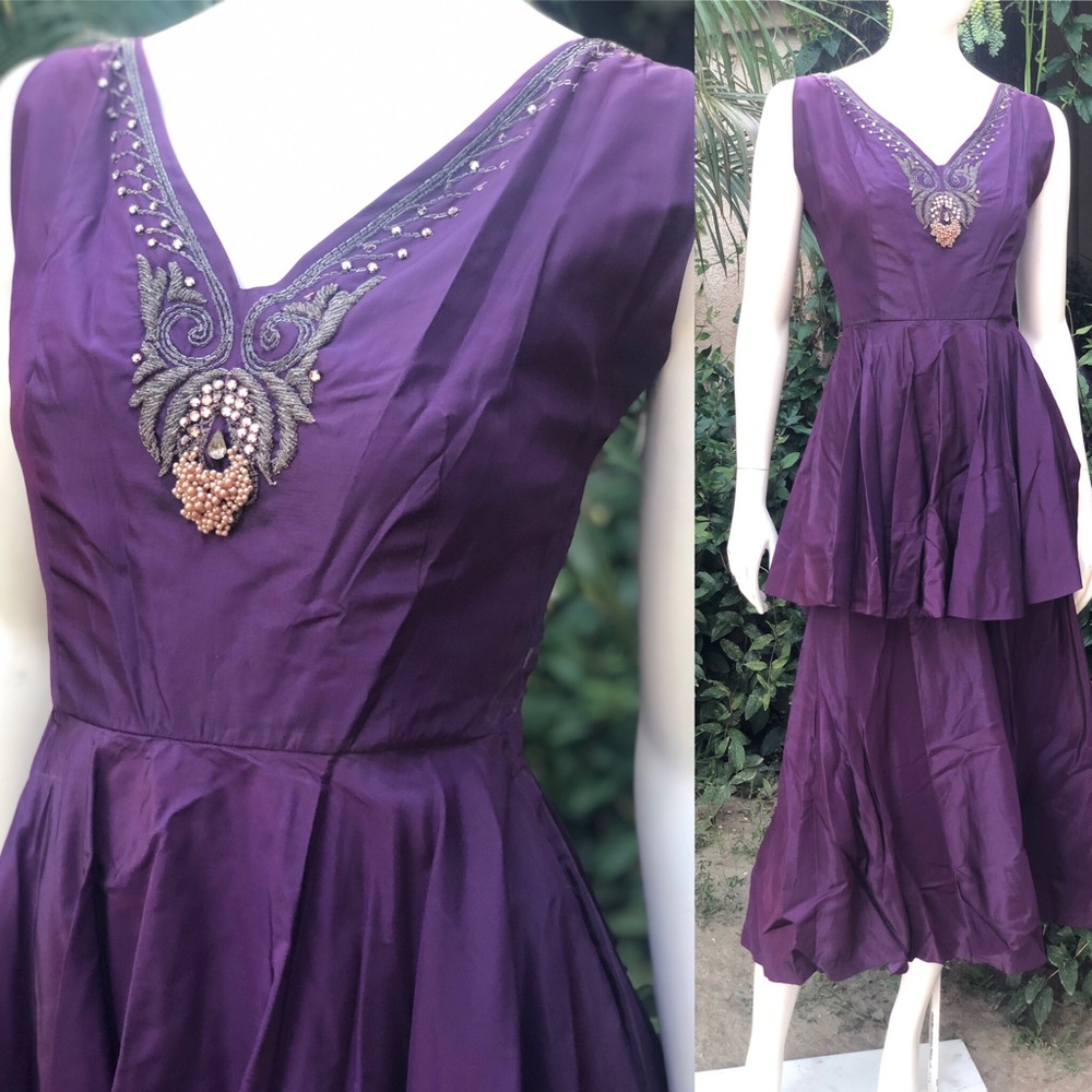 Vintage 1940’s Eggplant Dress with Peplum